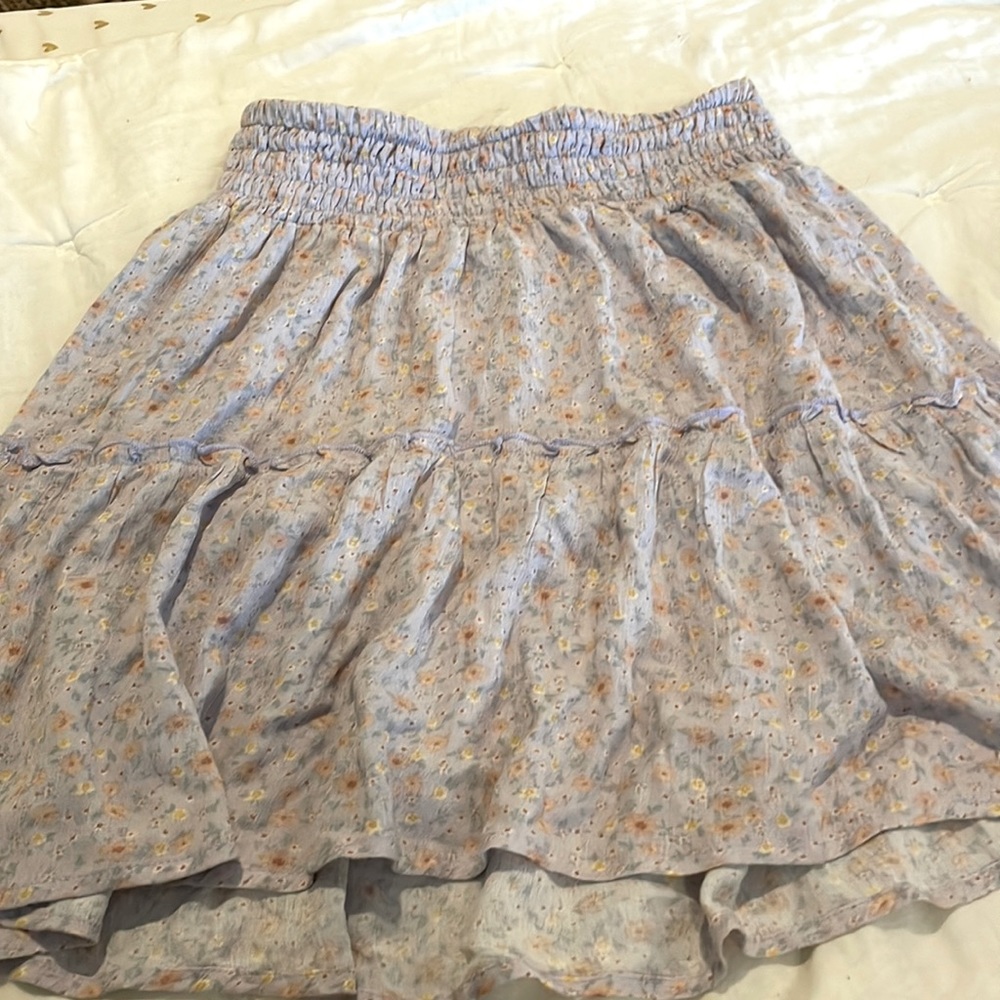 hippe rose skirt, purple with flowers